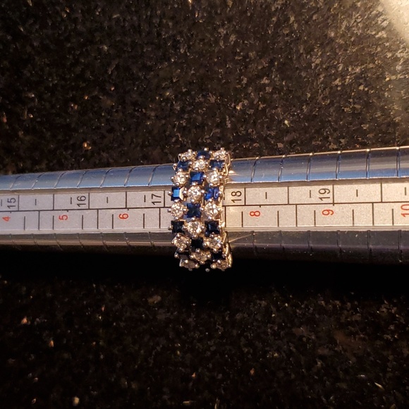 14kt white gold diamond and sapphire ring sz 7.25 - Picture 13 of 16